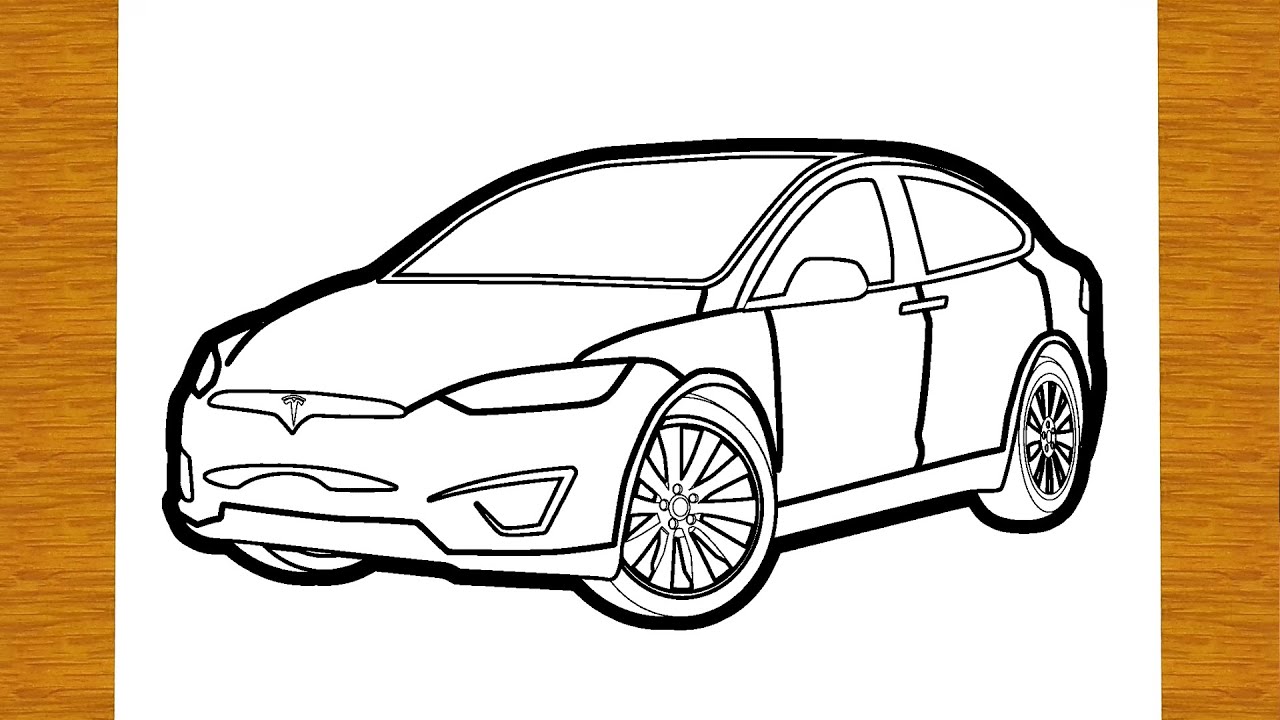 WIE ZEICHNET MAN EIN AUTO TESLA MODEL X | Einfaches zeichnen lernen