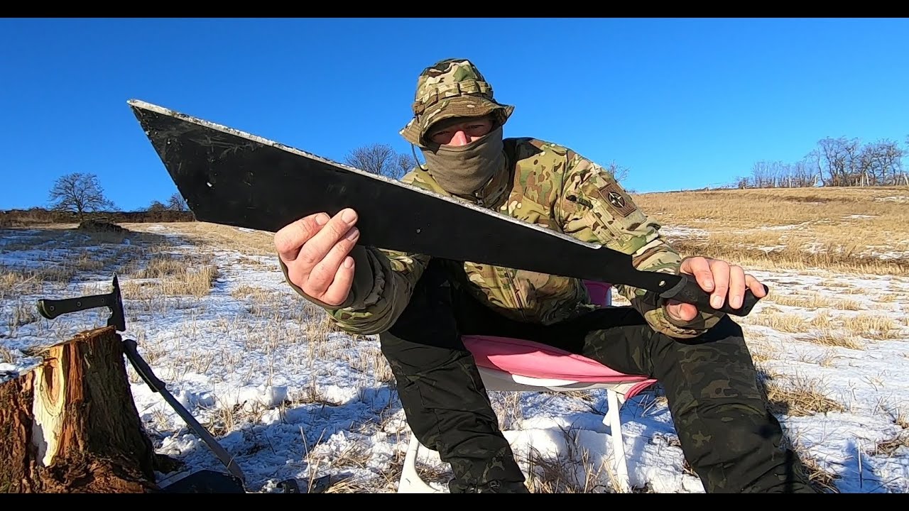 COLD STEEL TWO HANDED ALL TERRAIN CHOPPER - DESTRUCTION TEST -   UNTIL IT BREAKS - TORTURE MACHETE