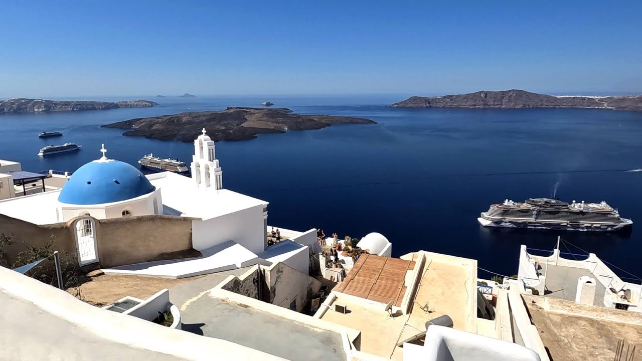 2025/08/30-2 Greece/Santorini: Walking Around II -  Tender Boat to Viva - Sunset - NCL Viva Leaving