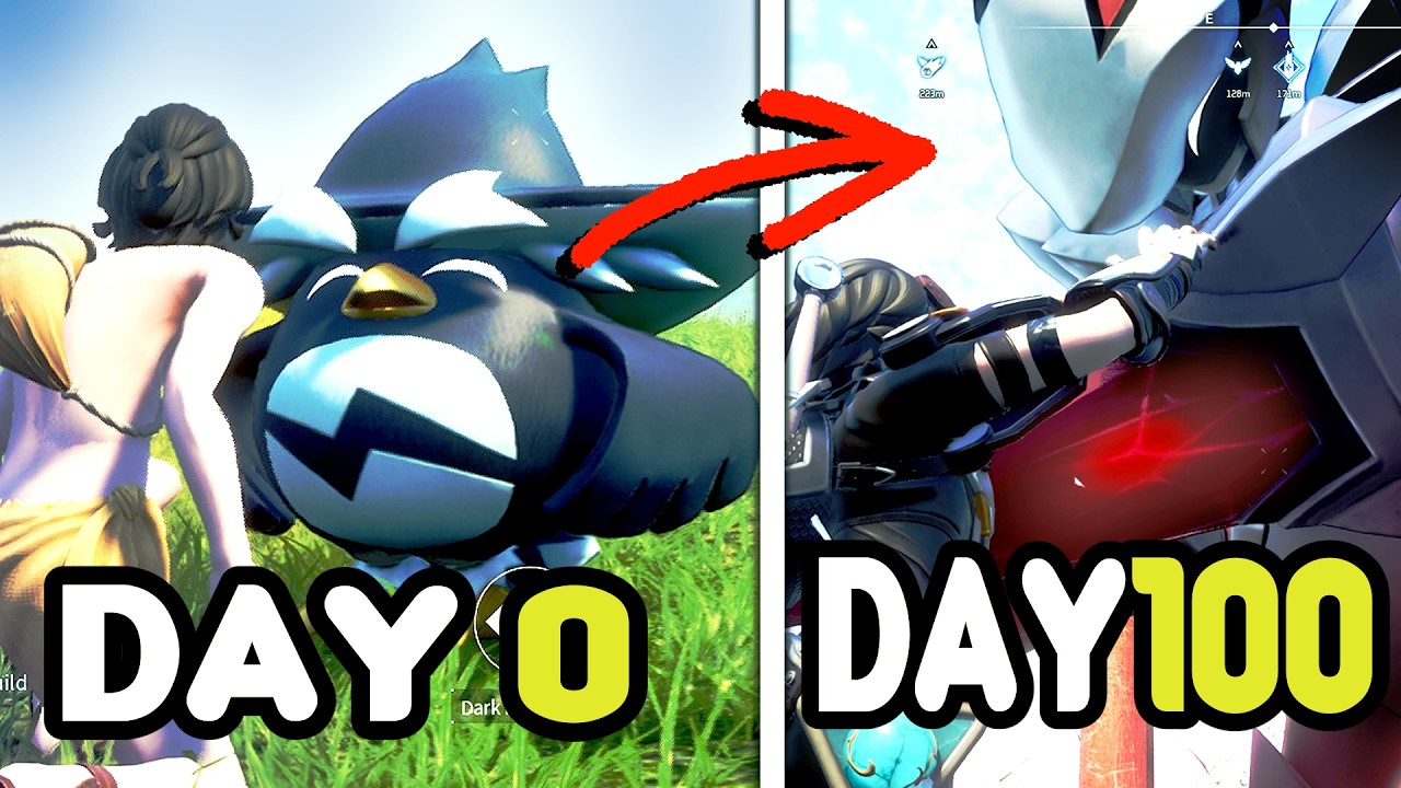 I Spent 100 Days in Palworld... But I Can Only Use DARK TYPE (Sakurajima Update)