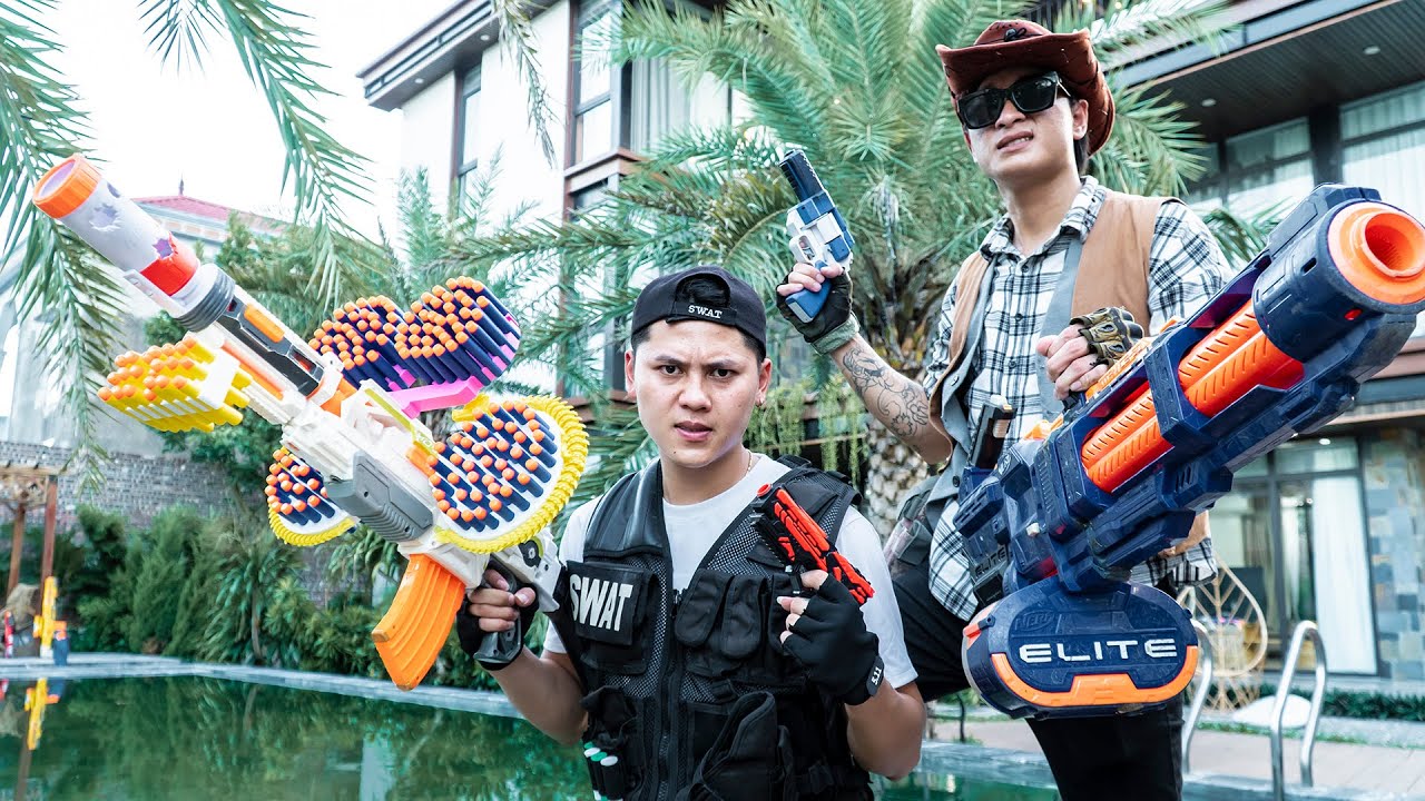 Nerf Guns War : Suicide Squad Of SEAL Team Nerf Guns Battle Cowboy Boss Pine Forest Battleground
