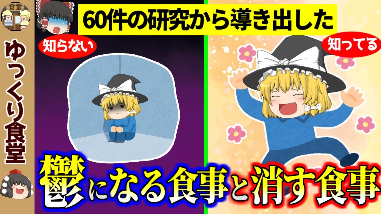 うつ病リスクを55%上げる食事と,60%下げる食事【ゆっくり解説】