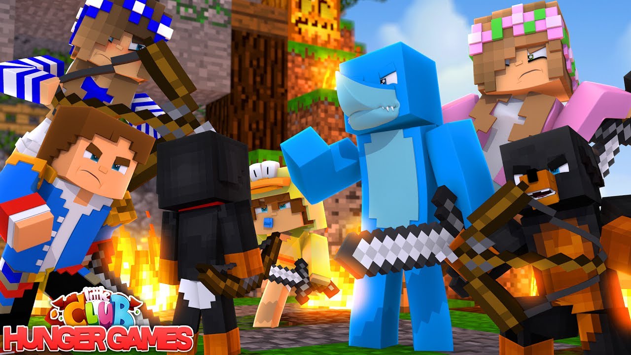 THE LITTLE CLUB GROUP BATTLE - Minecraft Hunger Games | Sharky And Scuba Steve