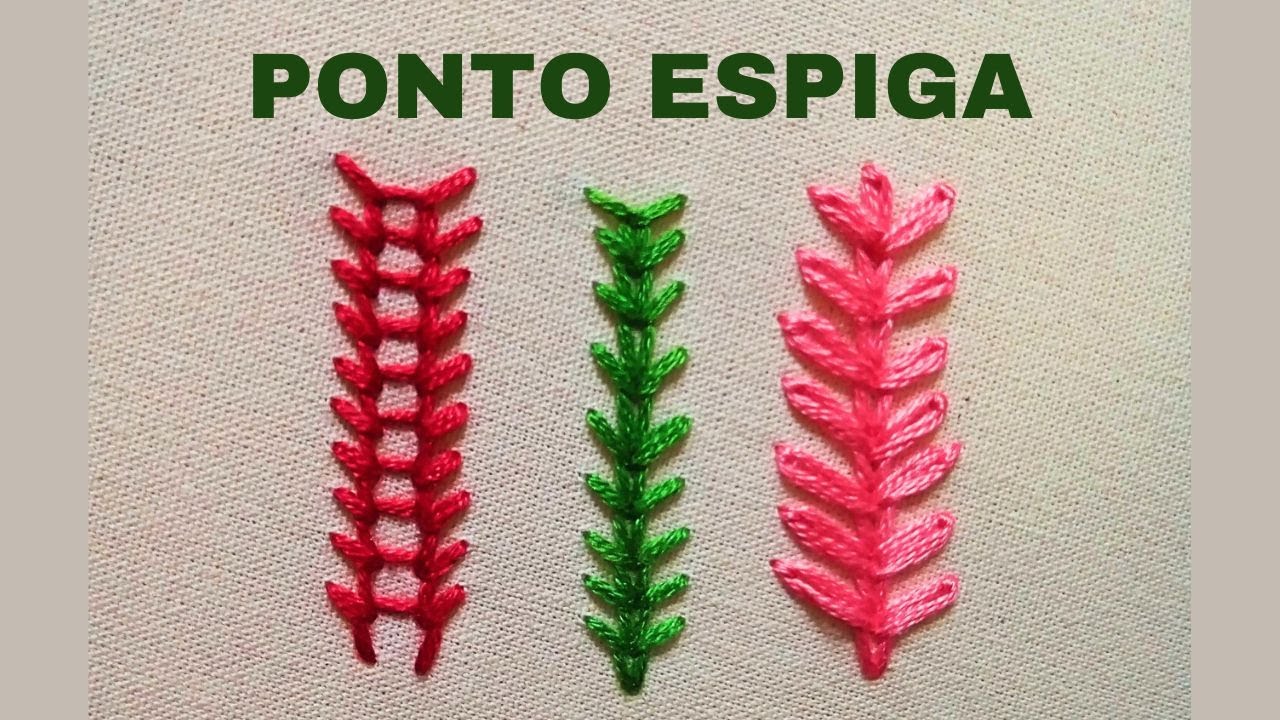 3 variações do ponto espiga bordado à mão 🌹 bordado à mão para iniciantes