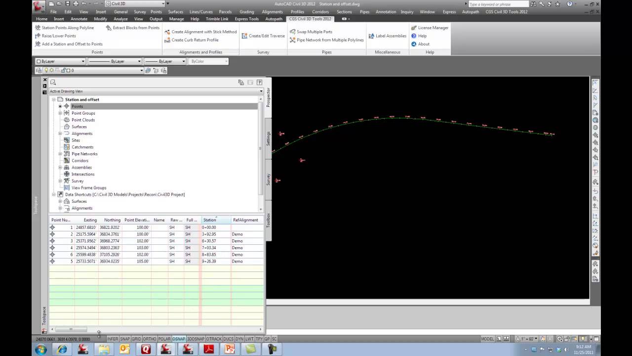 CGS Civil 3D Tools - Station and Offset to Points