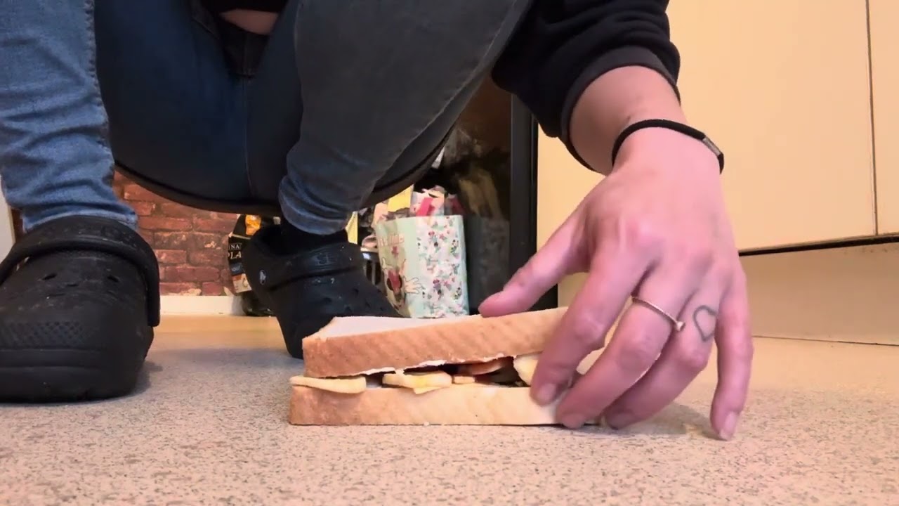 Bare Feet Crushing Sandwich Foot Fetish Used Crocs Socks Used 