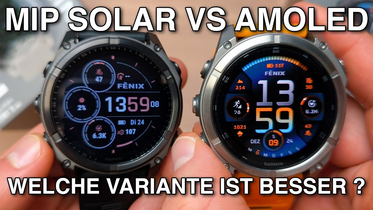 Garmin Fenix 8 Solar vs Fenix 8 AMOLED 👉🚲 Alle Unterschiede & Akkuvergleich