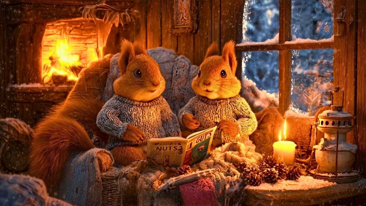 Cozy Reading Corner of the Squirrels🔥Piano Music with ASMR & Fireplace Sounds for Deep Concentration