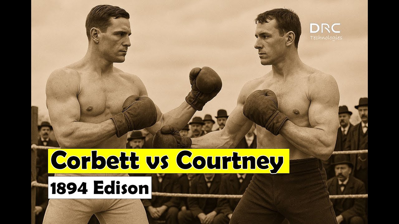 1894 Corbett VS Courtney &ndash; Early Boxing Film | HD Restored | B&W | Edison Kinetograph | Silent Short