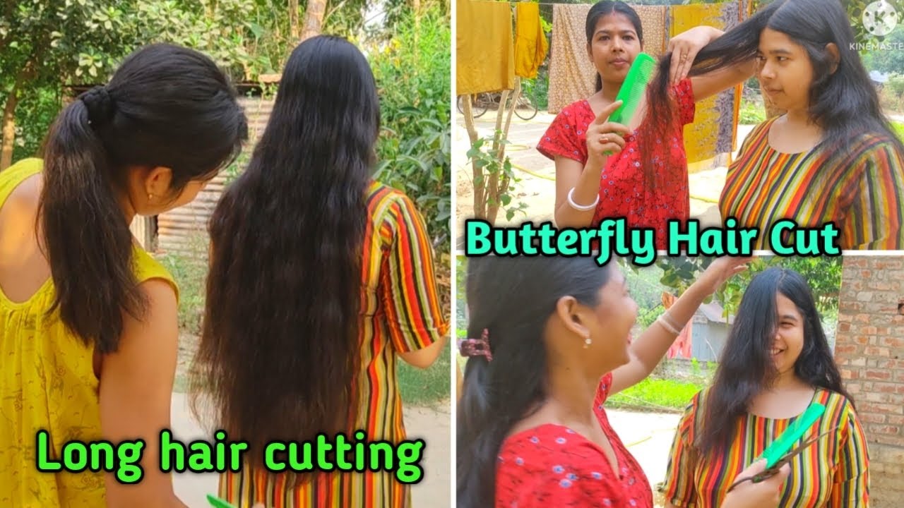 Long Hair Cutting//Butterfly Hair Cut//লম্বা চুল কেটে ছোট করে দিলাম।