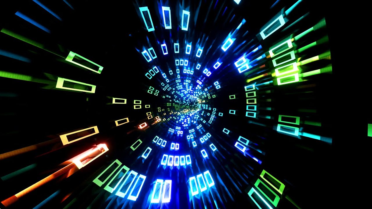 4K Abstract Fast Moving Trippy Blue & Green Color Light Neon Tunnel Black Screen Relaxing  Video