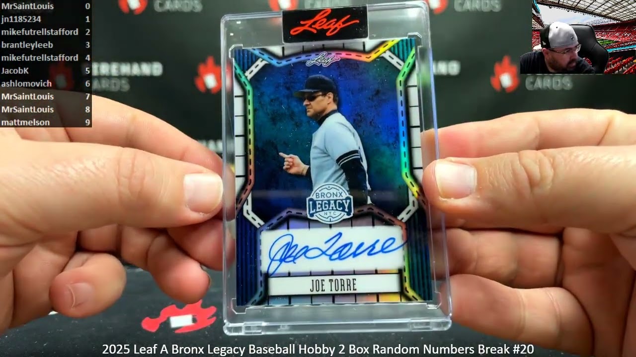 1/25/2026 2025 Leaf A Bronx Legacy Baseball Hobby 2 Box Random Numbers Break #20