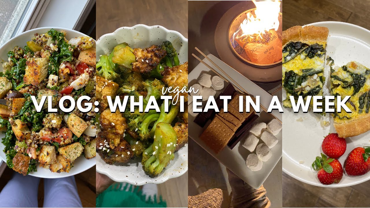 Vlog: What I Eat In A Week (Vegan) 011 -Quiche, S'mores,Kale salad, Teriyaki Tofu |Grocery Haul
