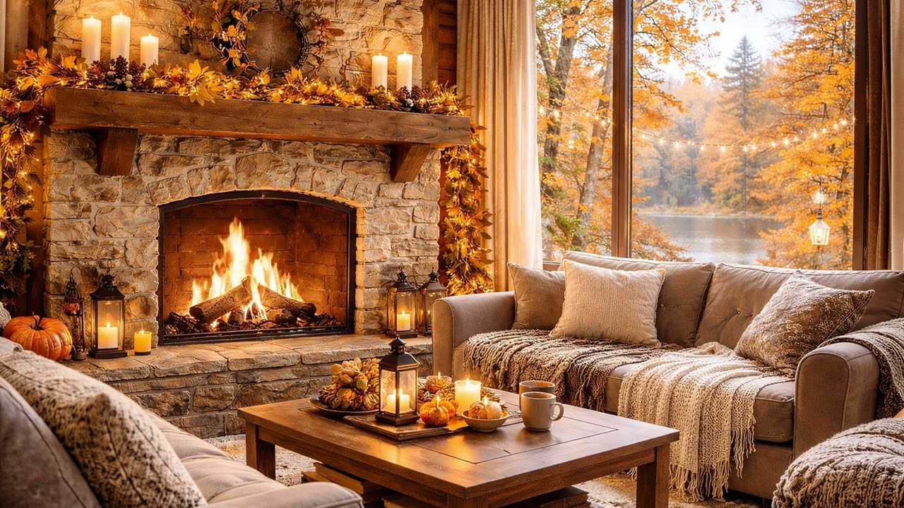 Ambient TV 4K HD Fireplace Fire Autumn Ambiance - TV 4K HD  Feu cheminée Automne 