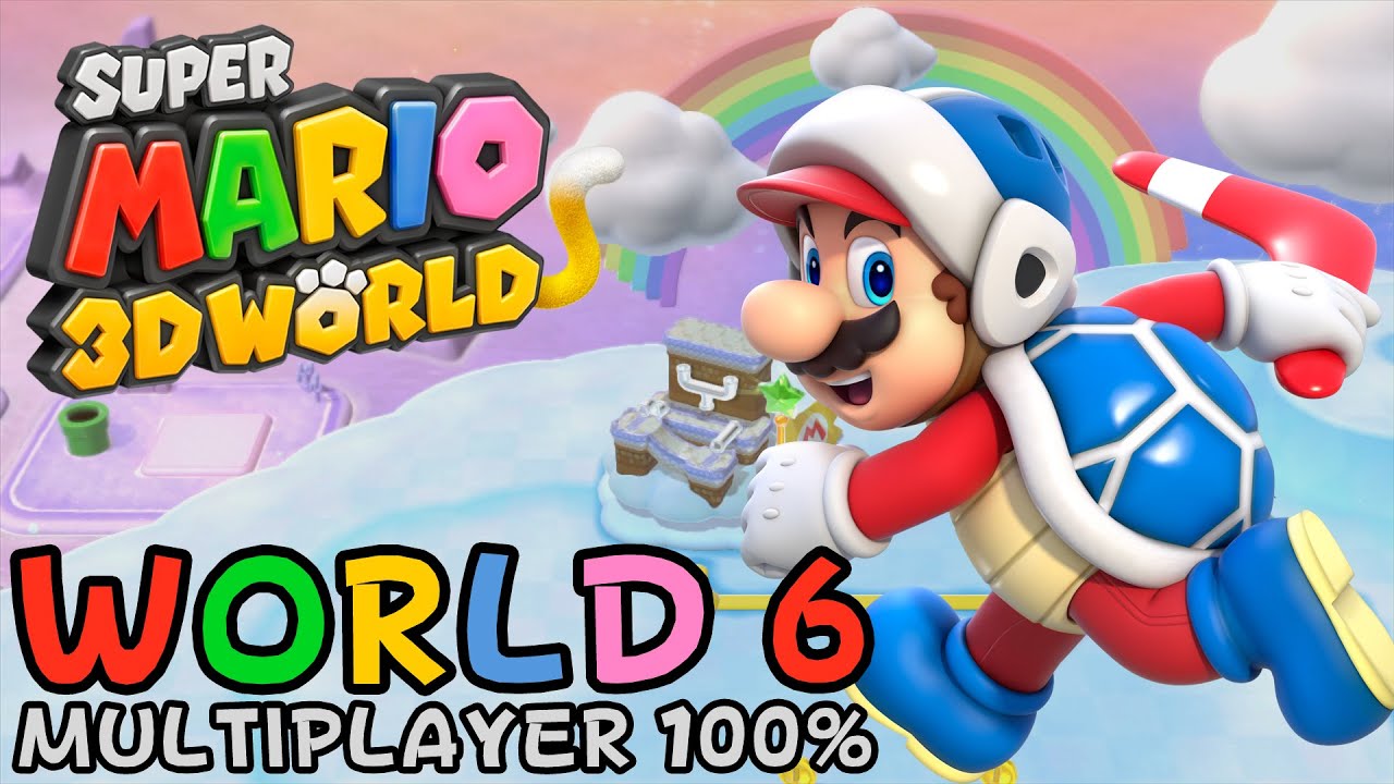 Super Mario 3D World - World 6 (multiplayer 100% walkthrough)