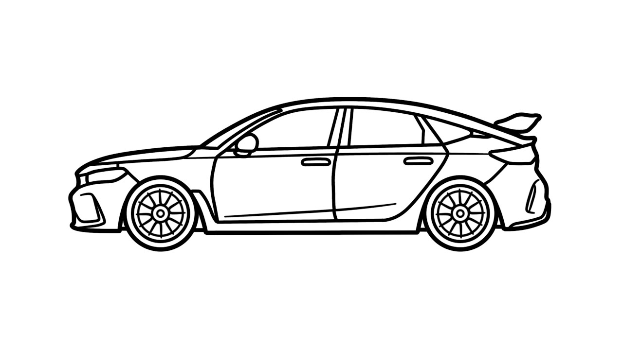 How to draw a HONDA CIVIC 2021 easy | Drawing honda civic 11th generation liftback