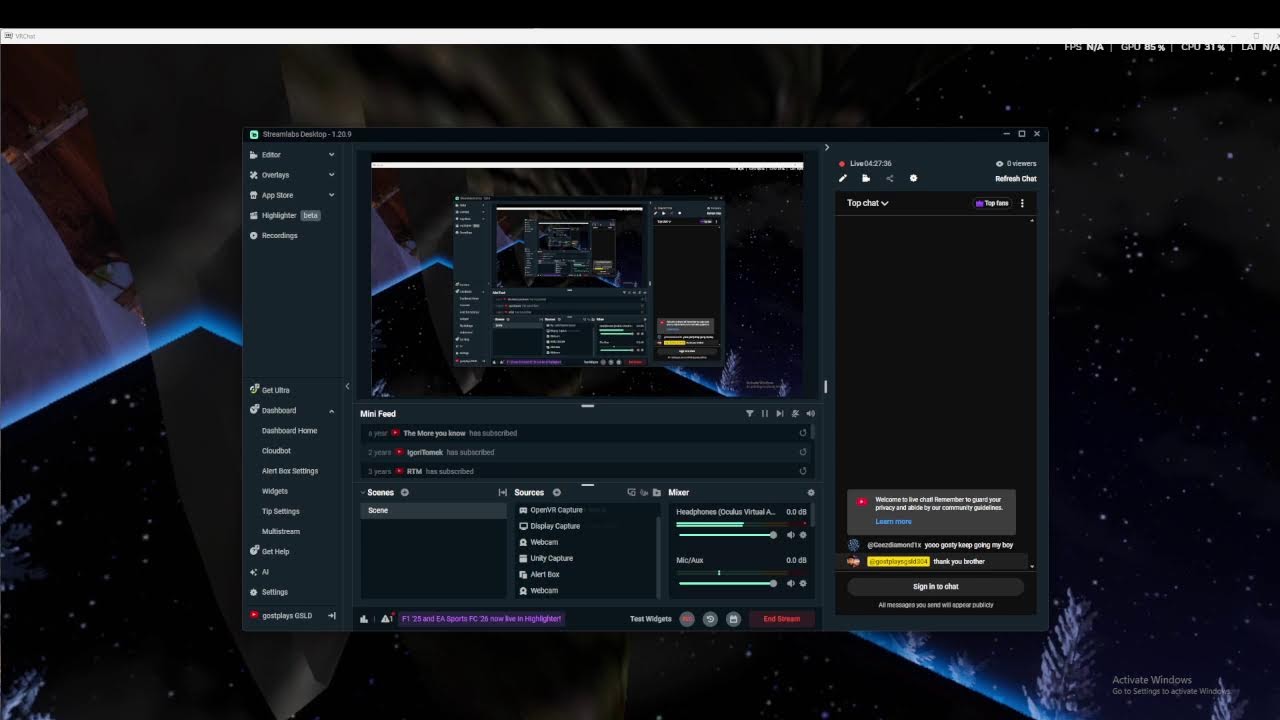 vrchat pc stream??