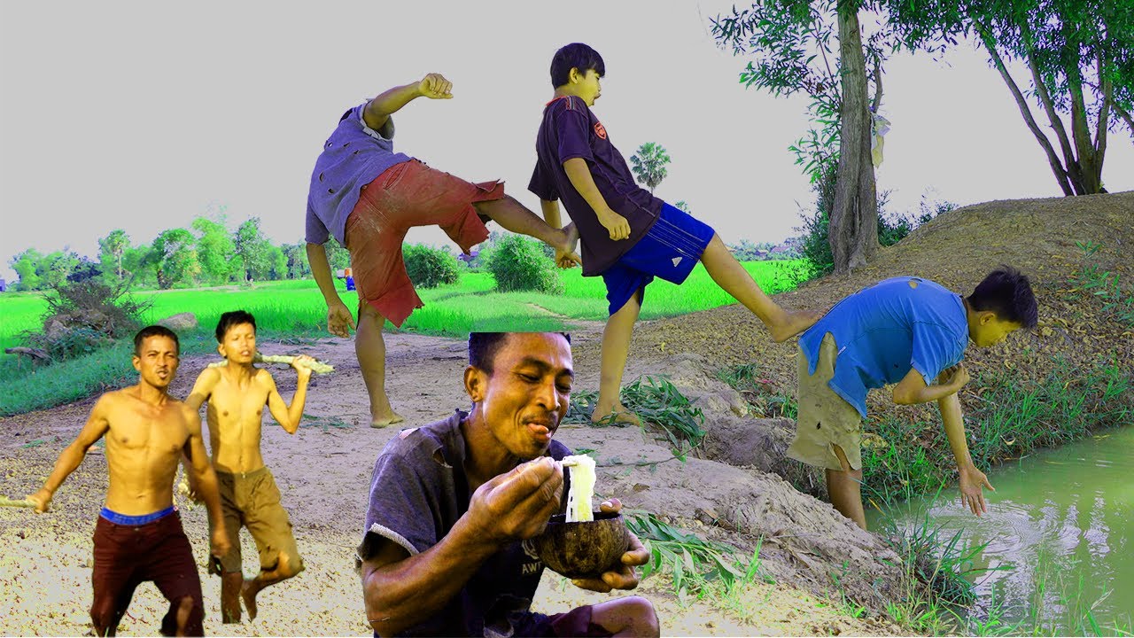 Primitive Funny KH 😀 ||  Pick noodles white in the field for cooking || Super Hungry