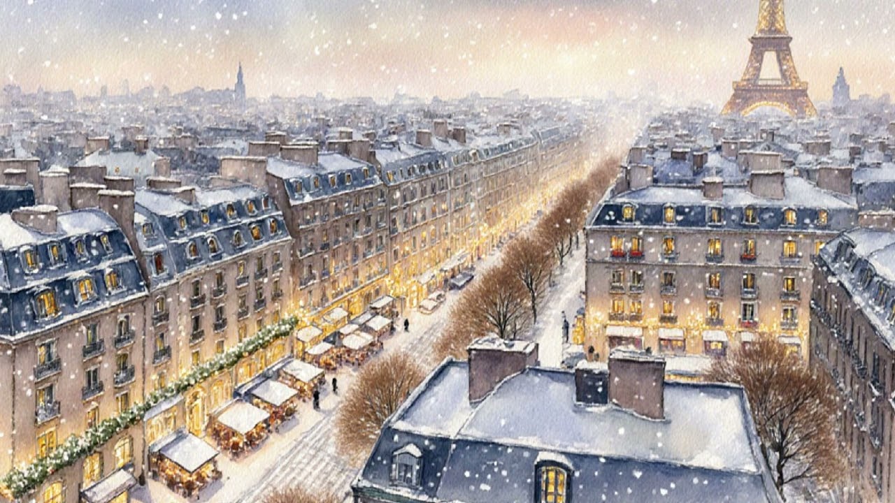 Le Voyage du Père Noël – French Christmas Chanson | A Peaceful Winter Night in Paris ❄️🎶