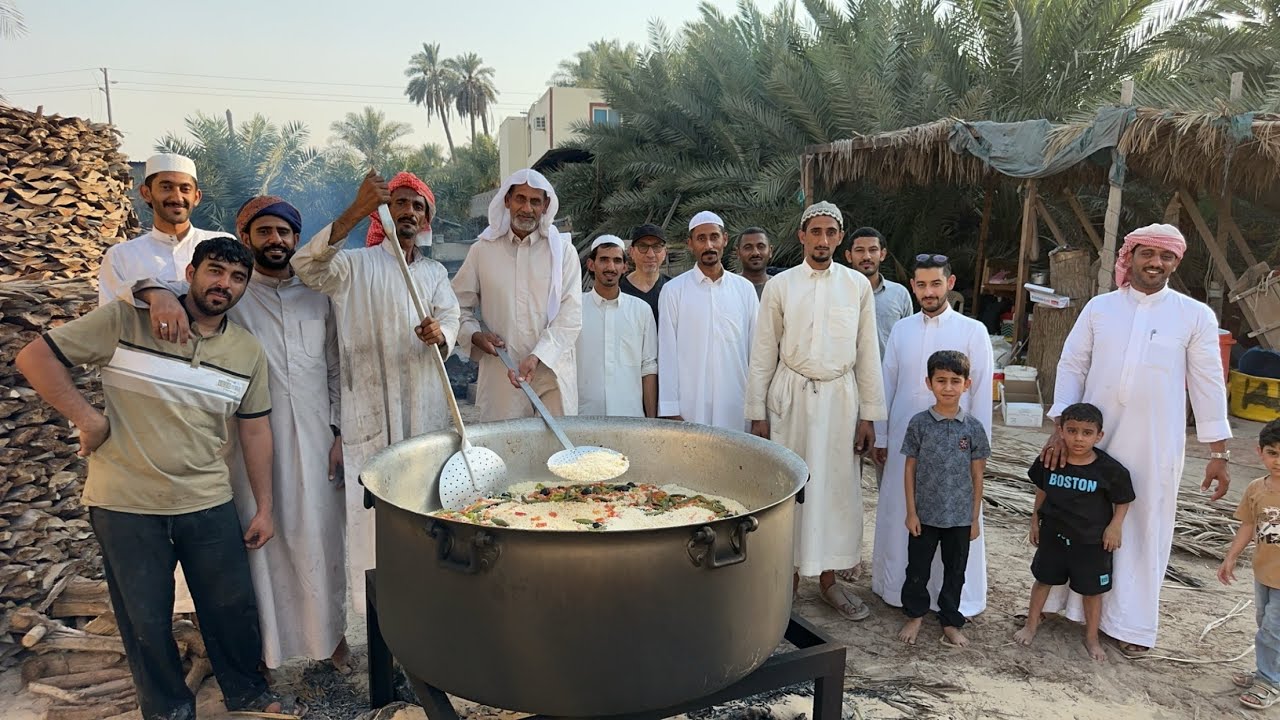 الطبخ الشعبي في محافظة الأحساء مع المزارعين عائلة البراهيم