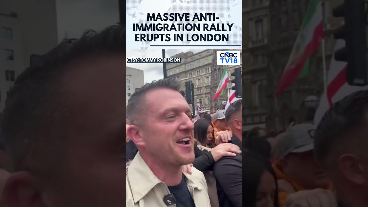 Томми Робинсон возглавляет антииммиграционную акцию протеста в Лондоне | Протест в Великобритании...