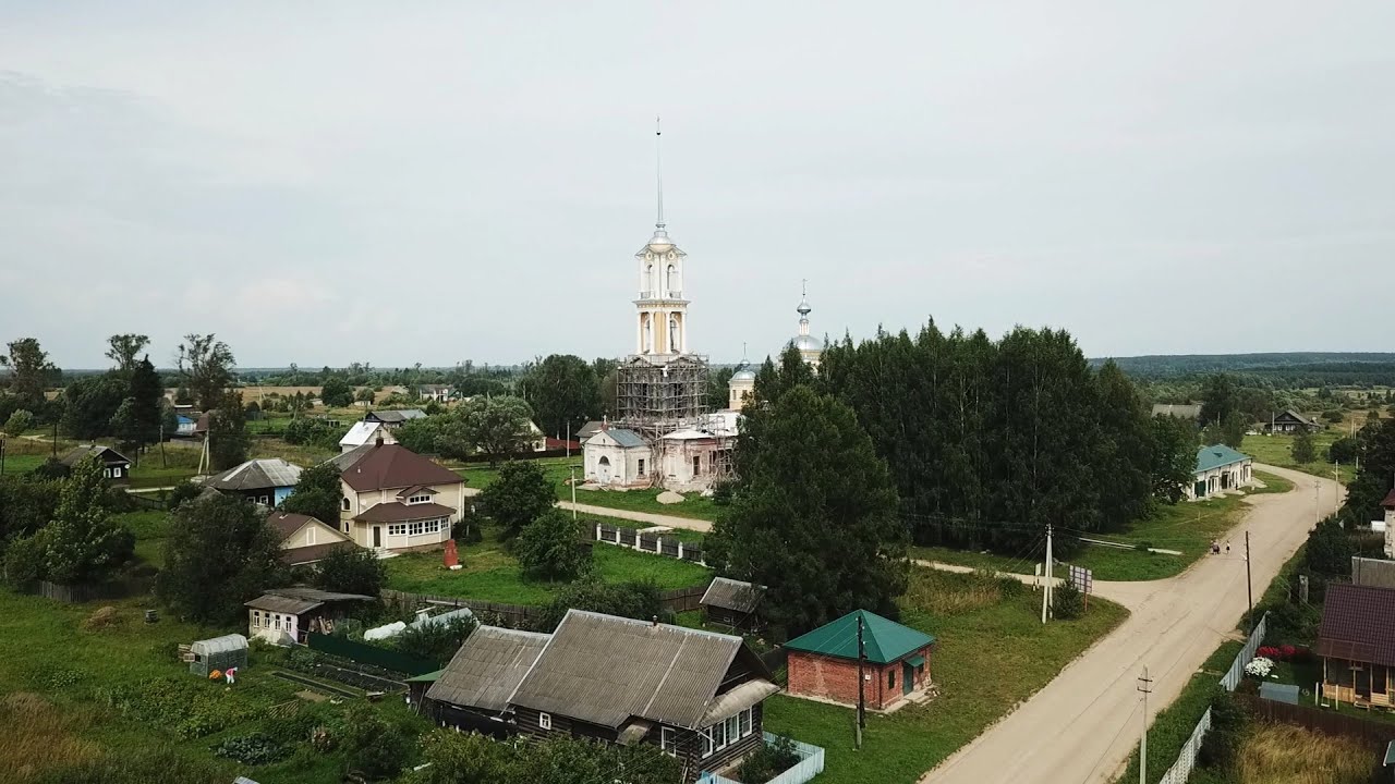 Долина реки Медведицы в селе Замытье, перекаты, центр села, гостиница, храм