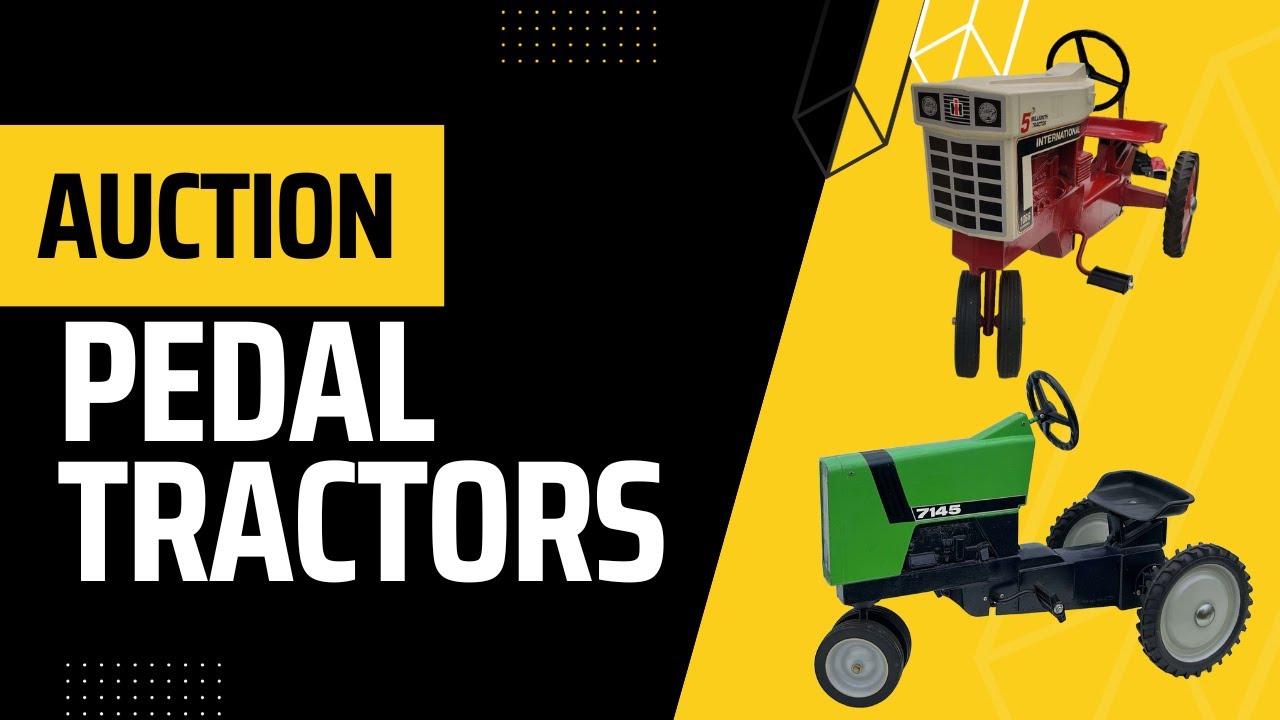 Pedal tractors at auction.  Dynamite collection.