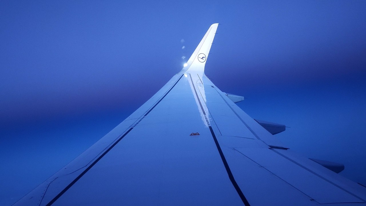 Lufthansa Flight from Valencia, Spain to Frankfurt, German (Sunset)
