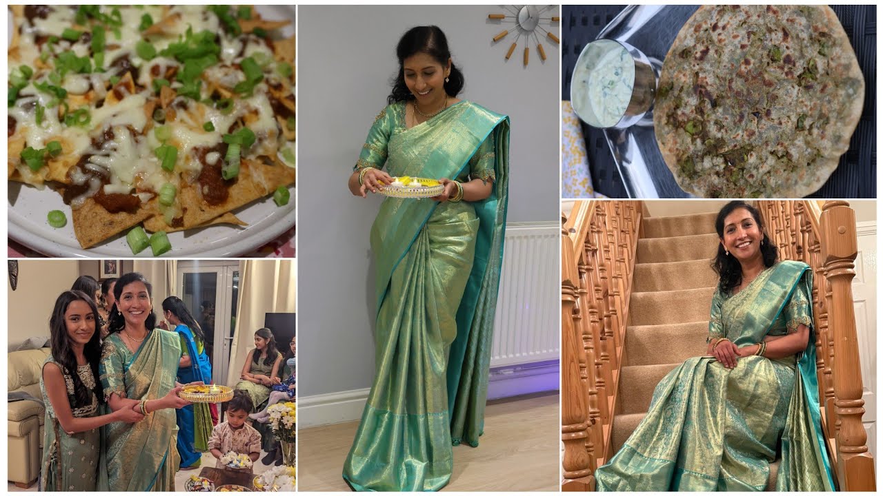 Roti Pressing Machine to make Peas Parata Fusion Papdi Chaat | Heavy Embroidery Work Saree Blouse