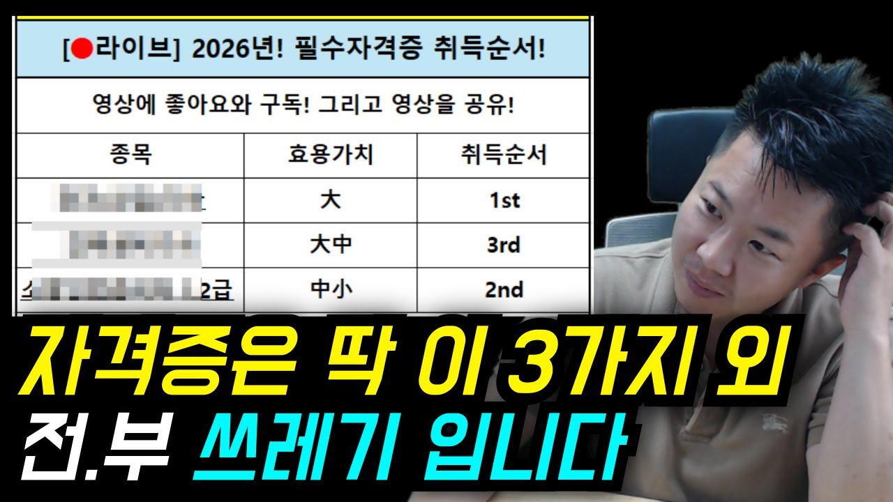 앞으로 3년간! 자격증은 딱 이 3가지 + a 와 취득순서! 그리고 캠핑장 땔감으로도 못 쓰는 쓰레기 자격증들! 이젠 그만 속으세요...