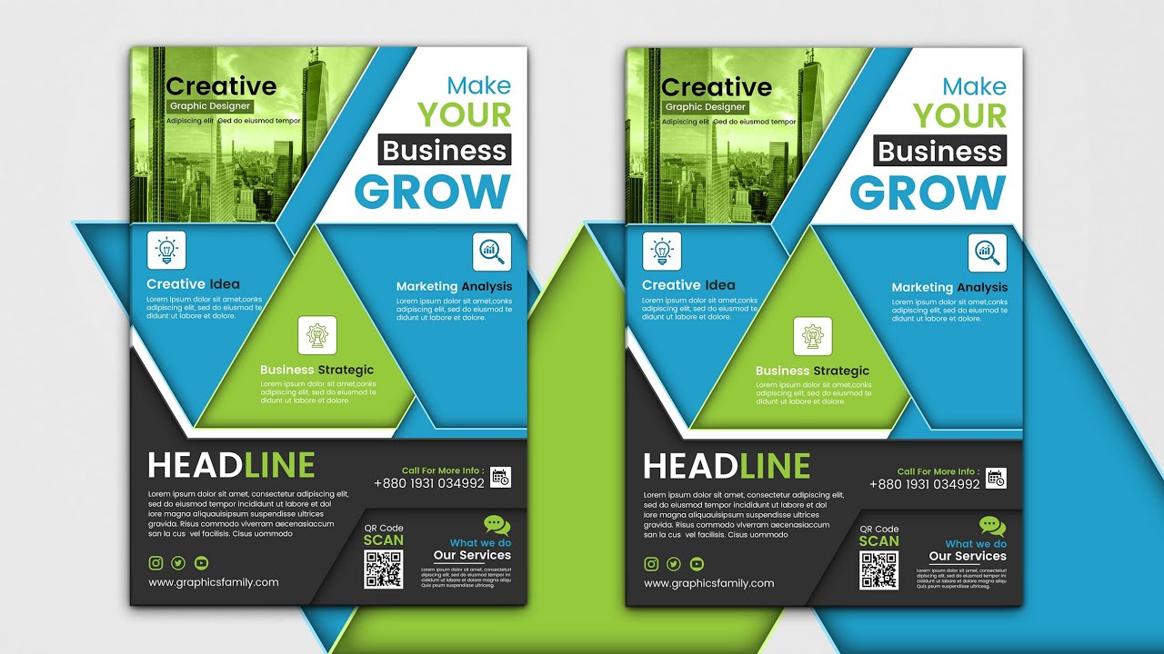 Corporate Blue and Black Business Flyer Design in Adobe Photoshop