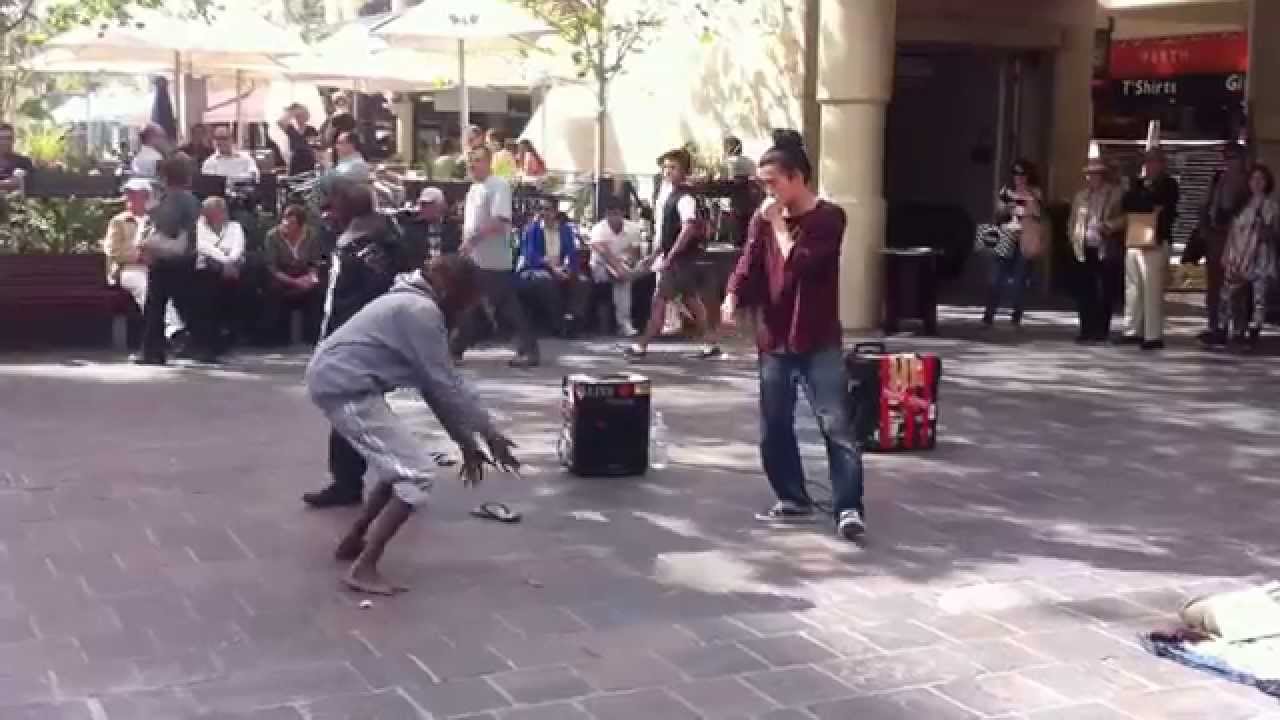 Hilarious! Drunk Aboriginals dance with street performer