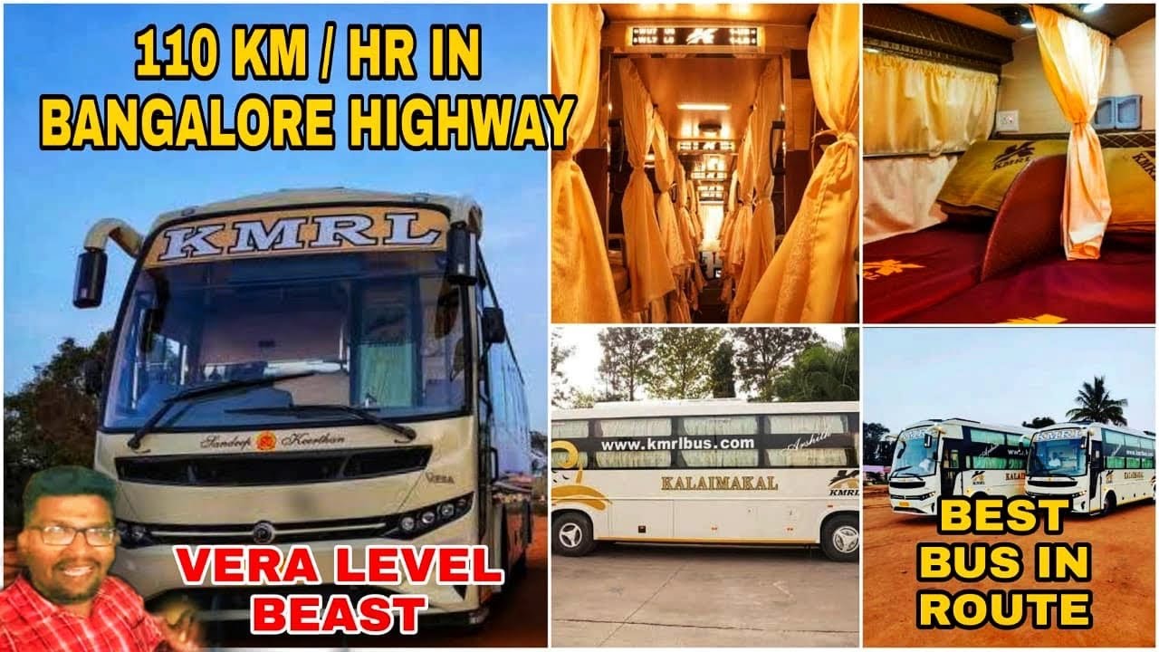 ASHOK LEYLAND 🚌BUS TOP SPEED IN BANGLORE CHENNAI HIGHWAY-KALAIMAKAL TRAVELS- KMRL-TRAVEL REVIEW🔥🔥