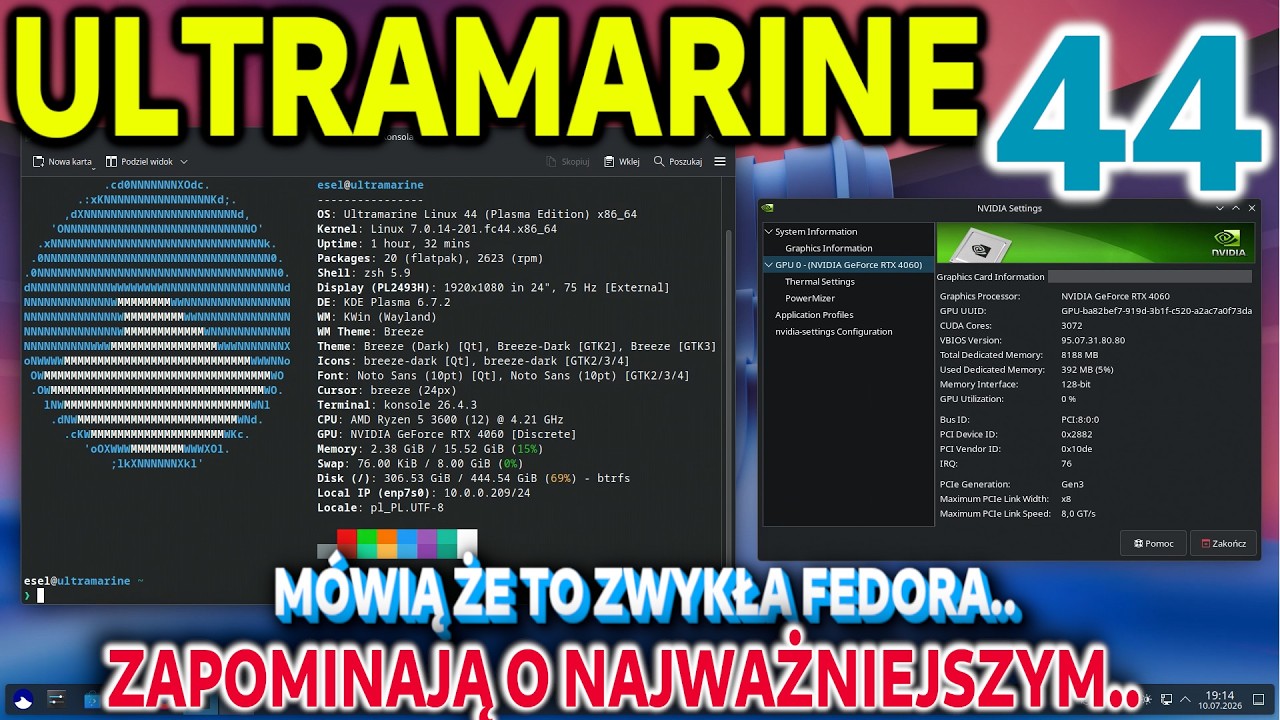 Ultramarine 44 - Niby zwykła Fedora na sterydach - zapominają o TERRA - Real Hardware Nvidia RTX.