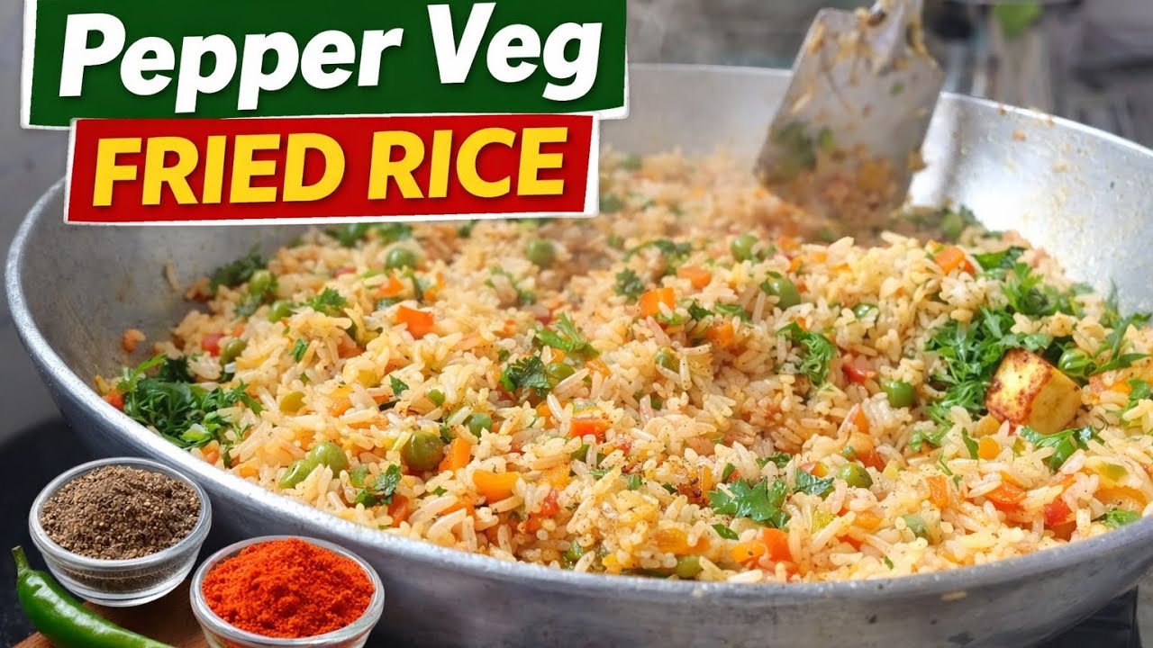 Pepper Veg Fried Rice | Simple | Light | No Masala Recipe 🍚🌿