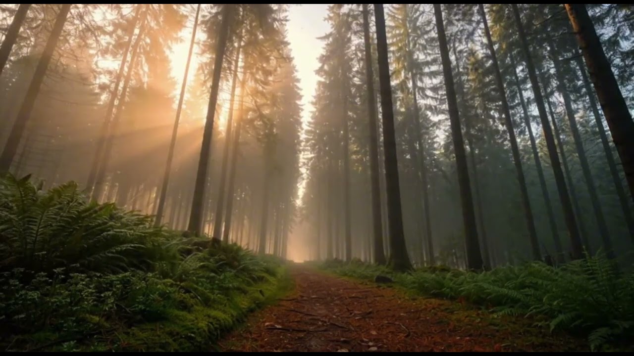 1 Hour Misty Forest Trail at Dawn 🌫️🌲 | Peaceful Nature Ambience for Sleep & Relaxation