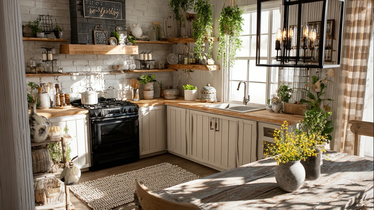 Budget Small Open Kitchen Decor 2026 | Rustic Cottage Spring Styling
