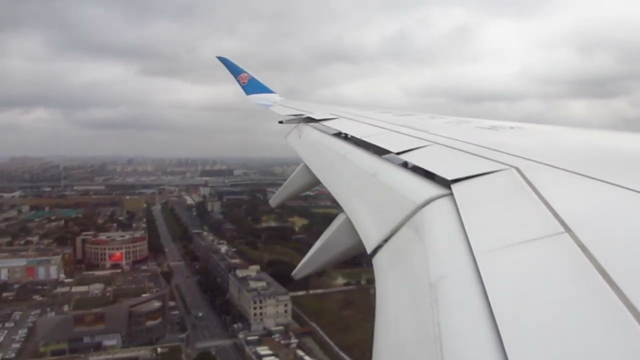 China Southern Airlines A350-900 Smooth Landing at Shanhai Hongqiao Airport with Crosswind