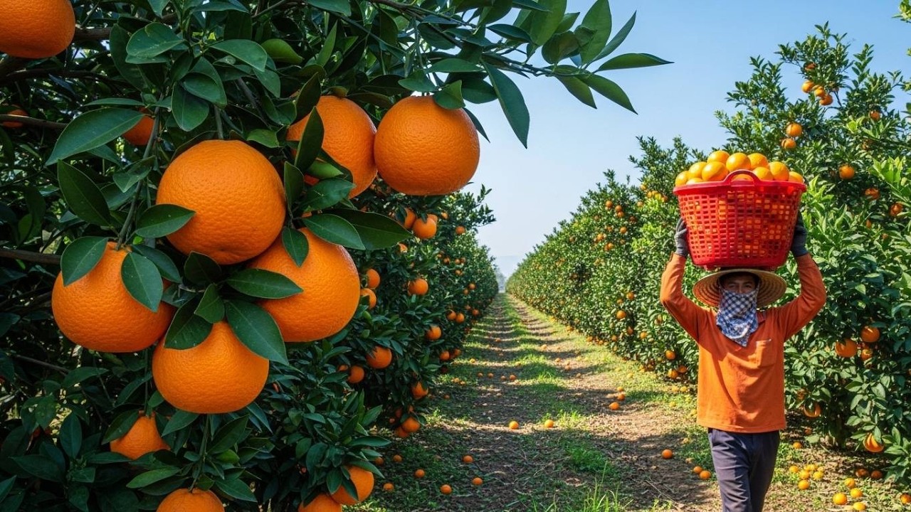 Inside Orange Farming: Harvesting and Industrial Juice Processing