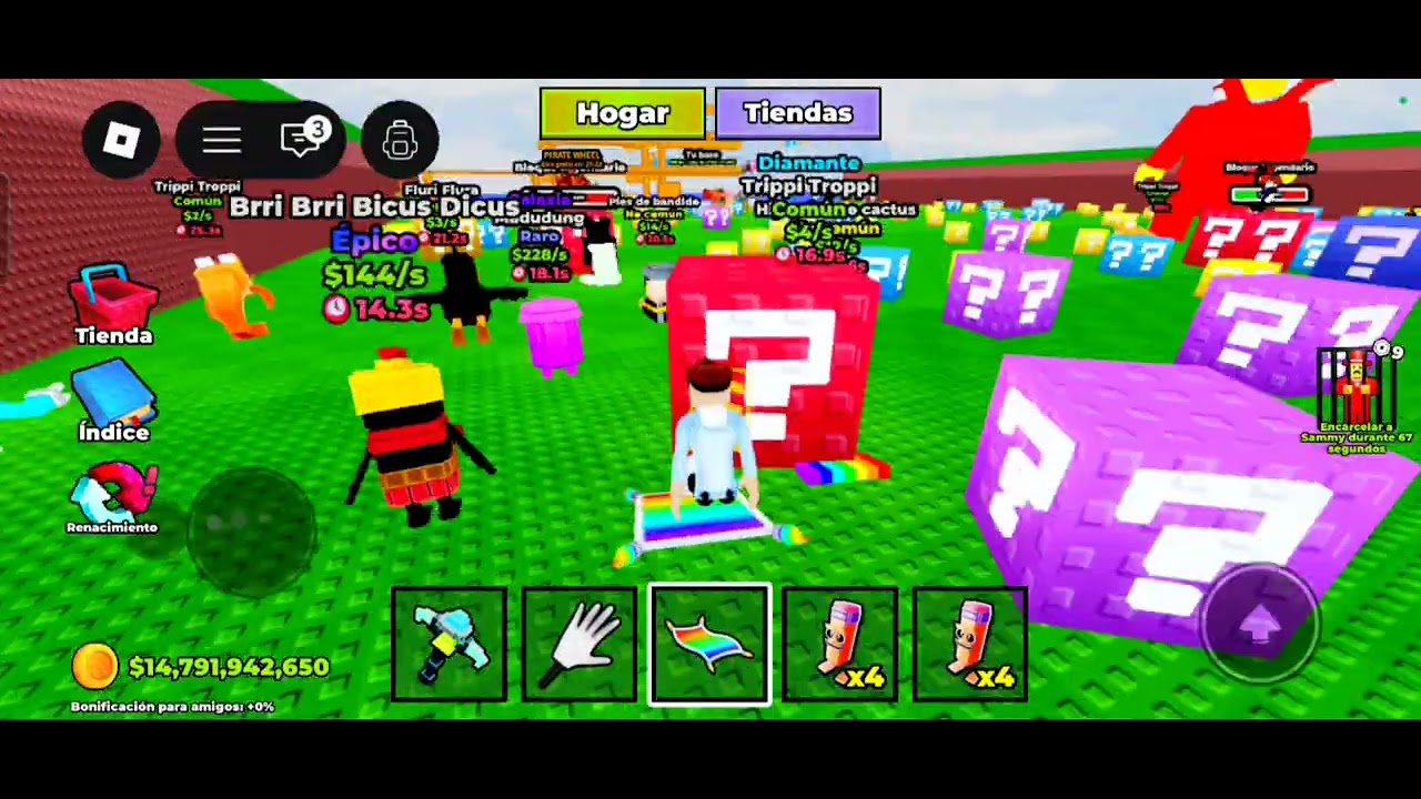 Jugando rompe un bloque