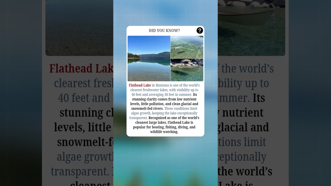 Flathead Lake: One of the Clearest Lakes on Earth 🌊✨ | #fact #facts #shorts