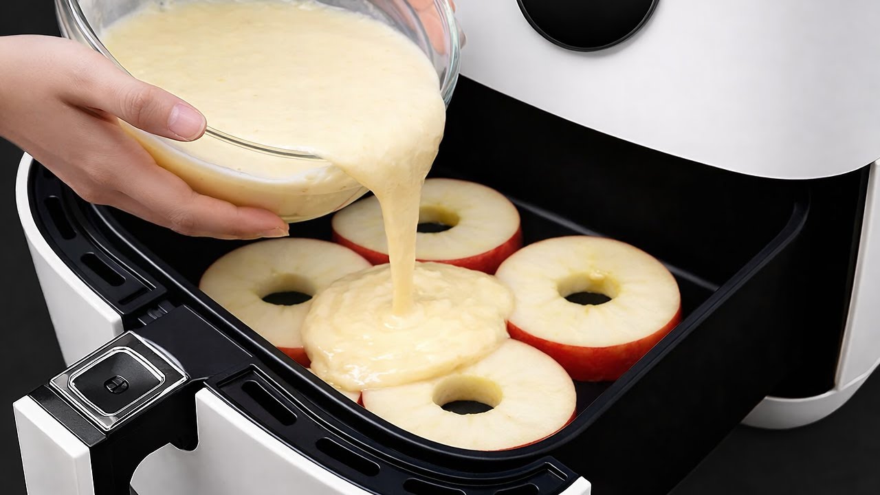 Ich gieße Teig über Äpfel in der Heißluftfritteuse… WOW! (Ohne Ofen)!