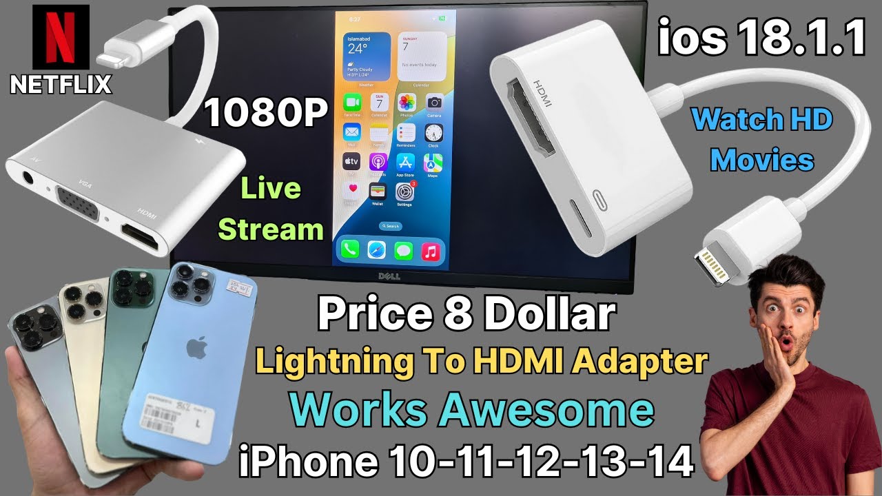 Lightning To Digital AV Adapter Watch NETFLIX ON BIG Screen -English-