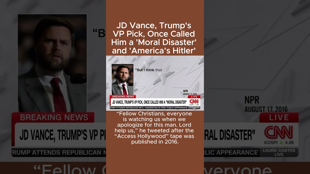 JD Vance, Trump's VP Pick, Once Called Him a 'Moral Disaster' and 'America&rsquo;s Hitler' #JDVance