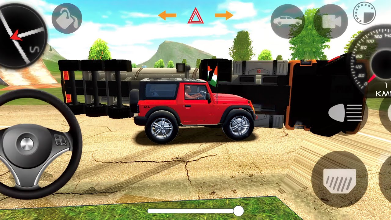 Indian Car Simulator 3D – Red Thar Offroad Madness with Flag