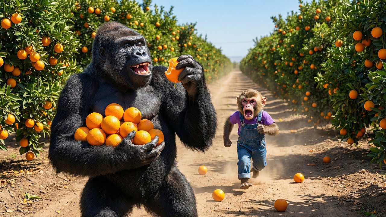 Farm Trouble! Monkey KiKi vs the Orange Thief 🍊🐒 | KIKI MONKEY LIFE