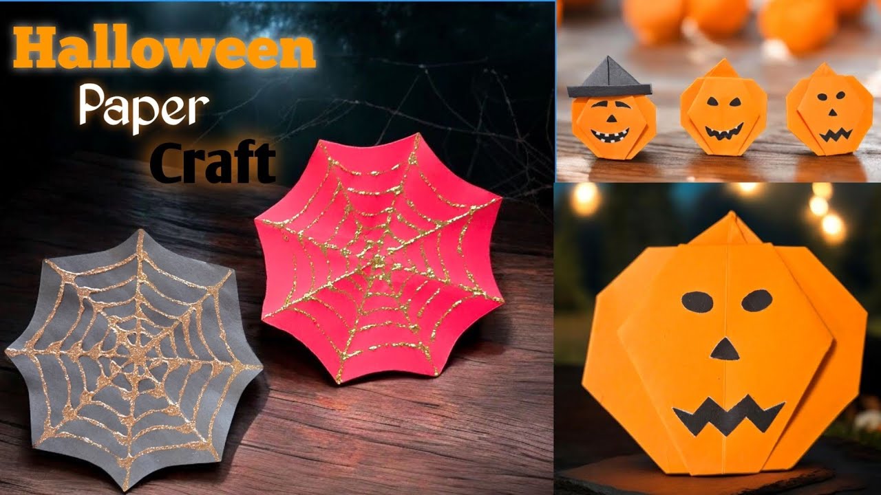 Halloween Crafts with Paper ✂️ | DIY Pumpkins & Spiderweb |
