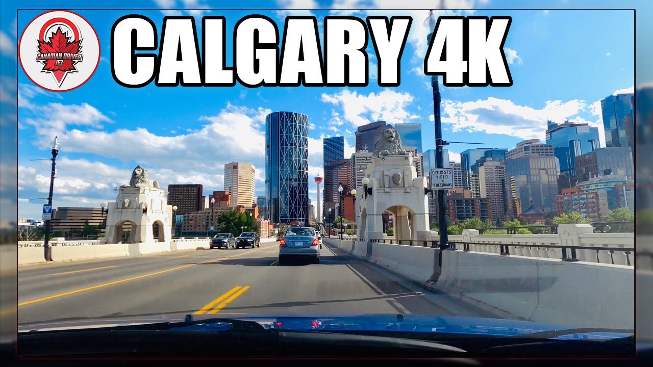 Calgary 4K - Driving Tour of Downtown ( Centre Street ) Skyline Views