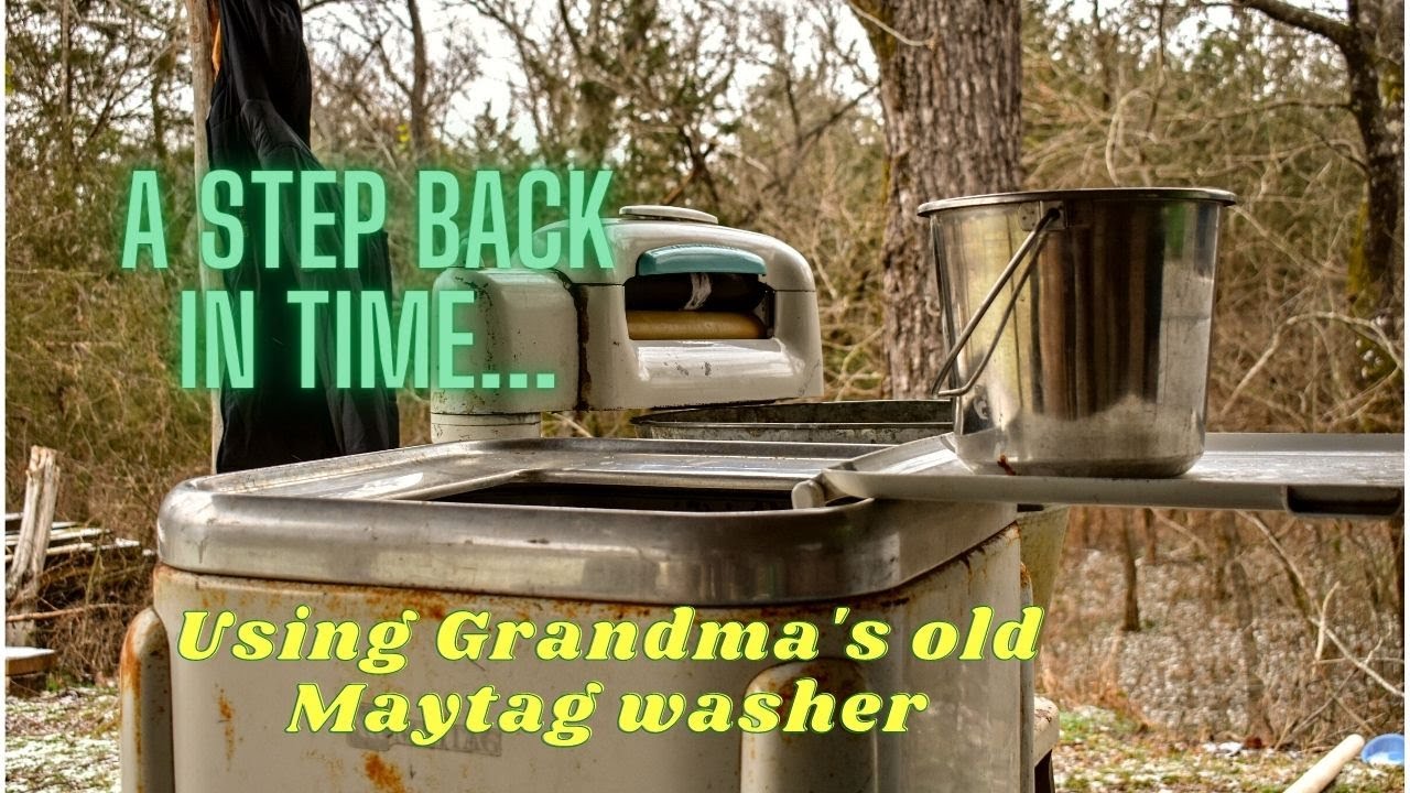 A Step Back in Time- Using Grandma's old Maytag wringer washer- using a1950s wringer washing machine