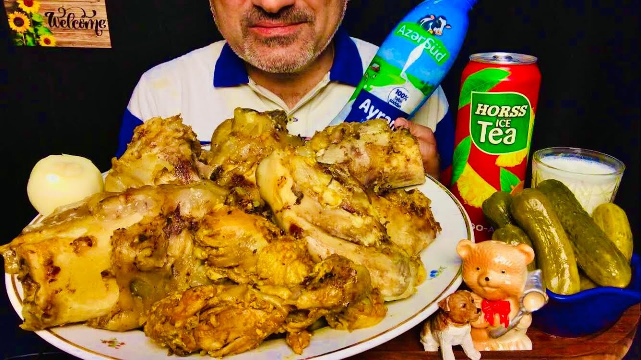 Gnawing on 3 Kg of Beef & Chicken Bones 🦴| Ayran | Mango🥭 & Pineapple🍍Iced Tea ☕️ | ASMR | MUKBANG